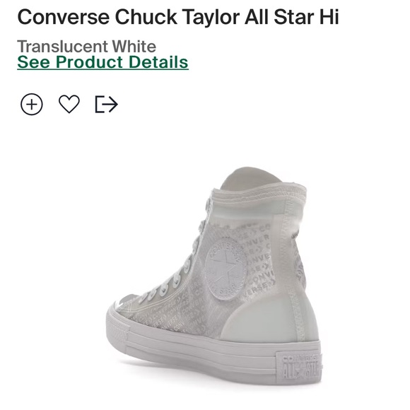 NWT- Converse Hi Translucent White Men’s Size 10 - Picture 3 of 4